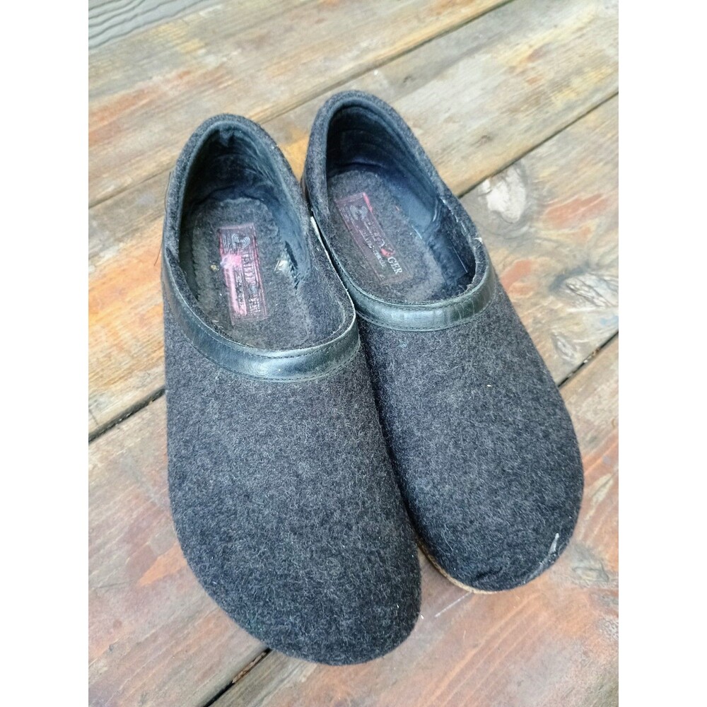 Haflinger GZH Grizzly Clogs Womens 40 Charcoal Boiled Wool Closed Heel Slipper